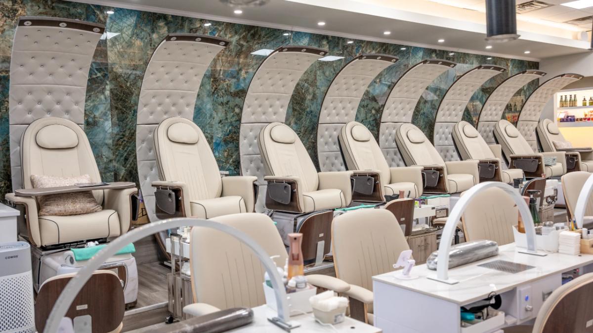 Pedicure lounge inside Cleo Spa & Salon